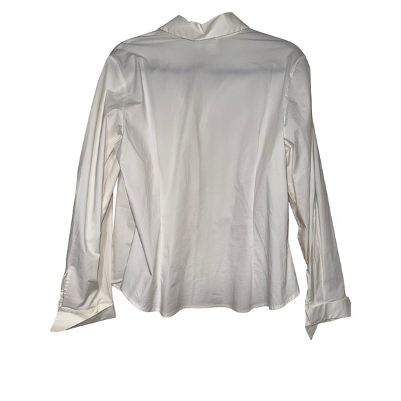 Coldwater Creek Petite PL Collared V Neck Button Up Shirt White Cotton Blend - Picture 2 of 6